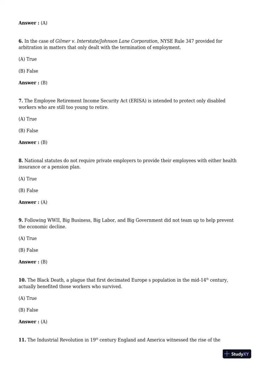 Employment And Labor Law, 9th Edition Test Bank, page 3