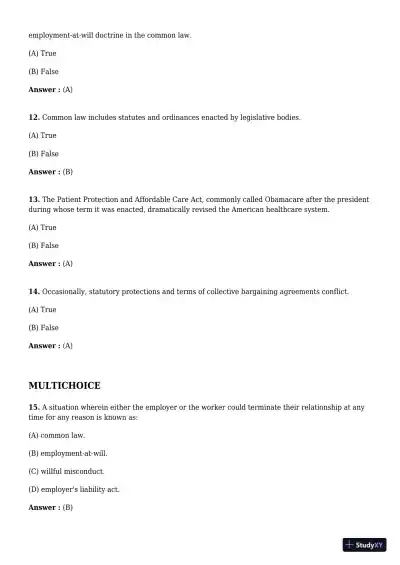 Employment And Labor Law, 9th Edition Test Bank - Page 4 preview image