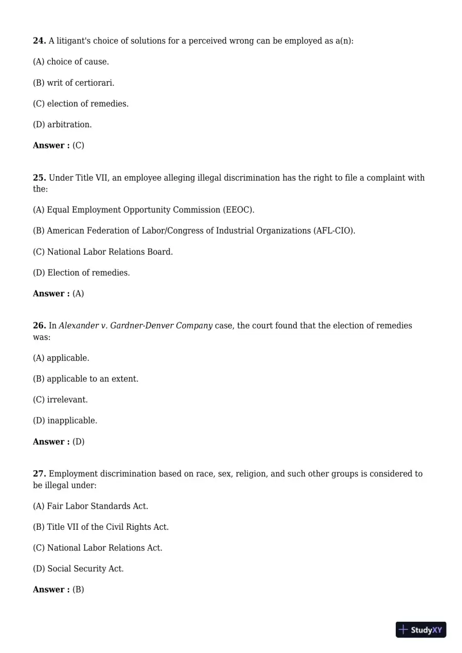 Employment And Labor Law, 9th Edition Test Bank, page 7