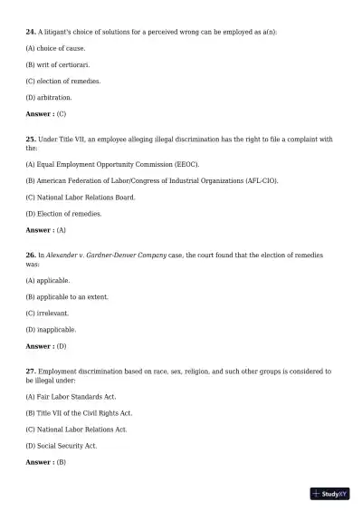 Employment And Labor Law, 9th Edition Test Bank - Page 7 preview image