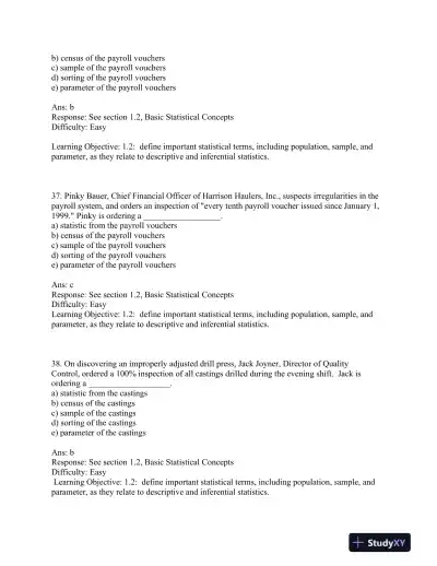 Business Statistics: for Contemporary Decision Making, 7th Edition Test Bank - Page 12 preview image
