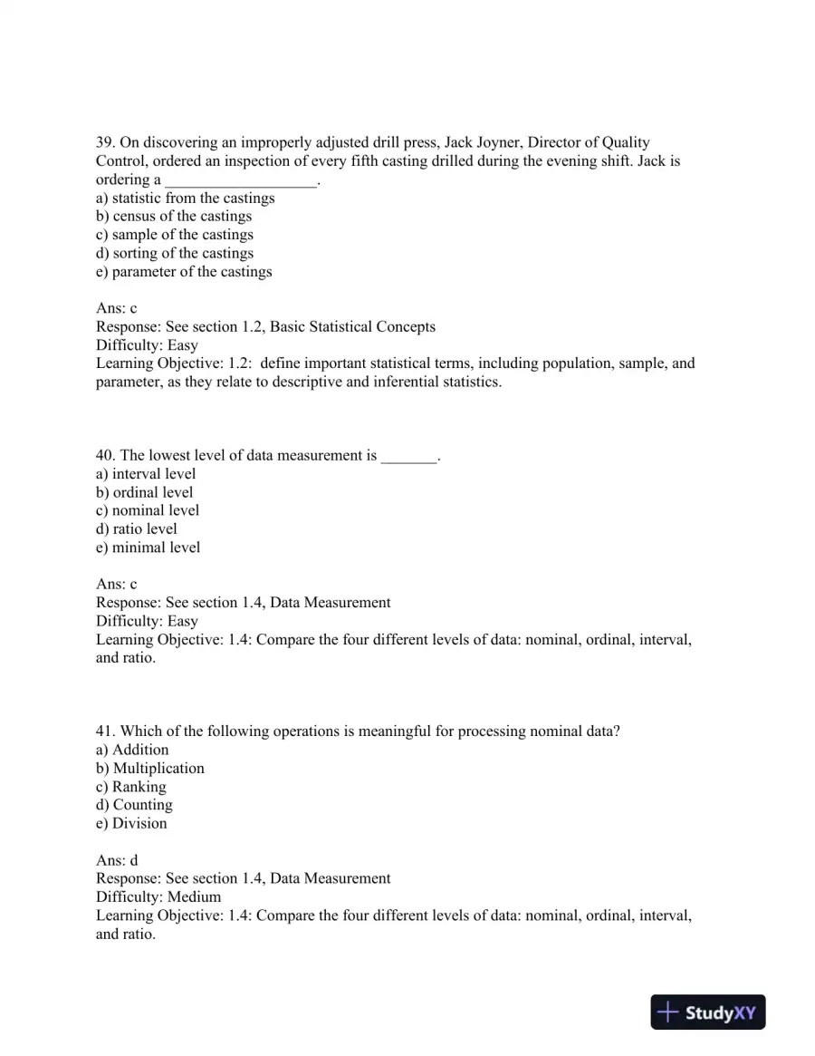 Business Statistics: for Contemporary Decision Making, 7th Edition Test Bank, page 13