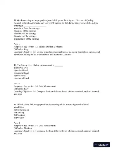 Business Statistics: for Contemporary Decision Making, 7th Edition Test Bank - Page 13 preview image