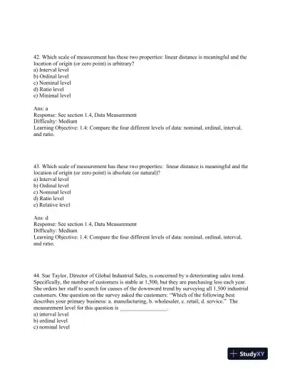 Business Statistics: for Contemporary Decision Making, 7th Edition Test Bank - Page 14 preview image