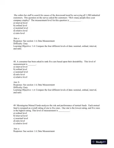 Business Statistics: for Contemporary Decision Making, 7th Edition Test Bank - Page 16 preview image