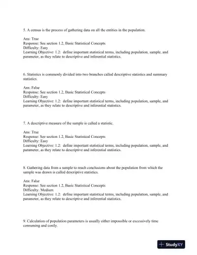 Business Statistics: for Contemporary Decision Making, 7th Edition Test Bank - Page 3 preview image