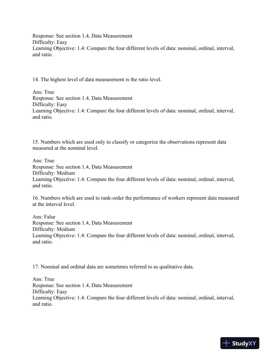 Business Statistics: for Contemporary Decision Making, 7th Edition Test Bank, page 5