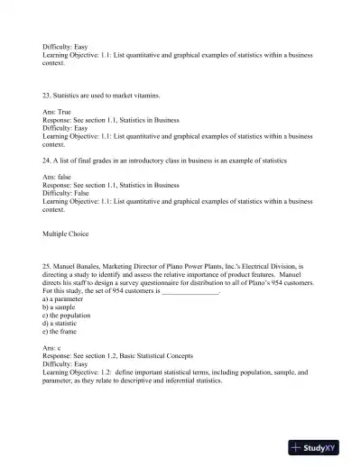 Business Statistics: for Contemporary Decision Making, 7th Edition Test Bank - Page 7 preview image