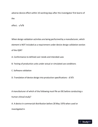2024 DEVICE Clinical Analysis RAC Exam With Answers (187 Solved Questions) - Page 10 preview image