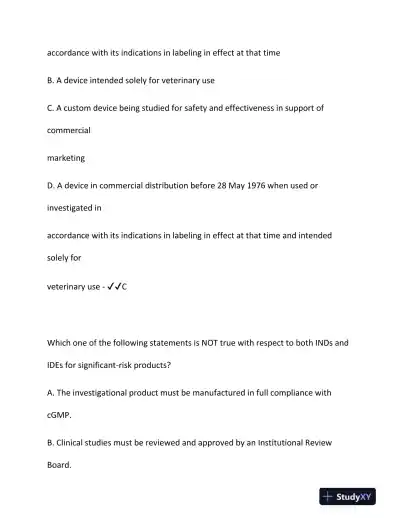 2024 DEVICE Clinical Analysis RAC Exam With Answers (187 Solved Questions) - Page 11 preview image