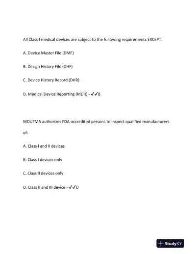 2024 DEVICE Clinical Analysis RAC Exam With Answers (187 Solved Questions) - Page 14 preview image