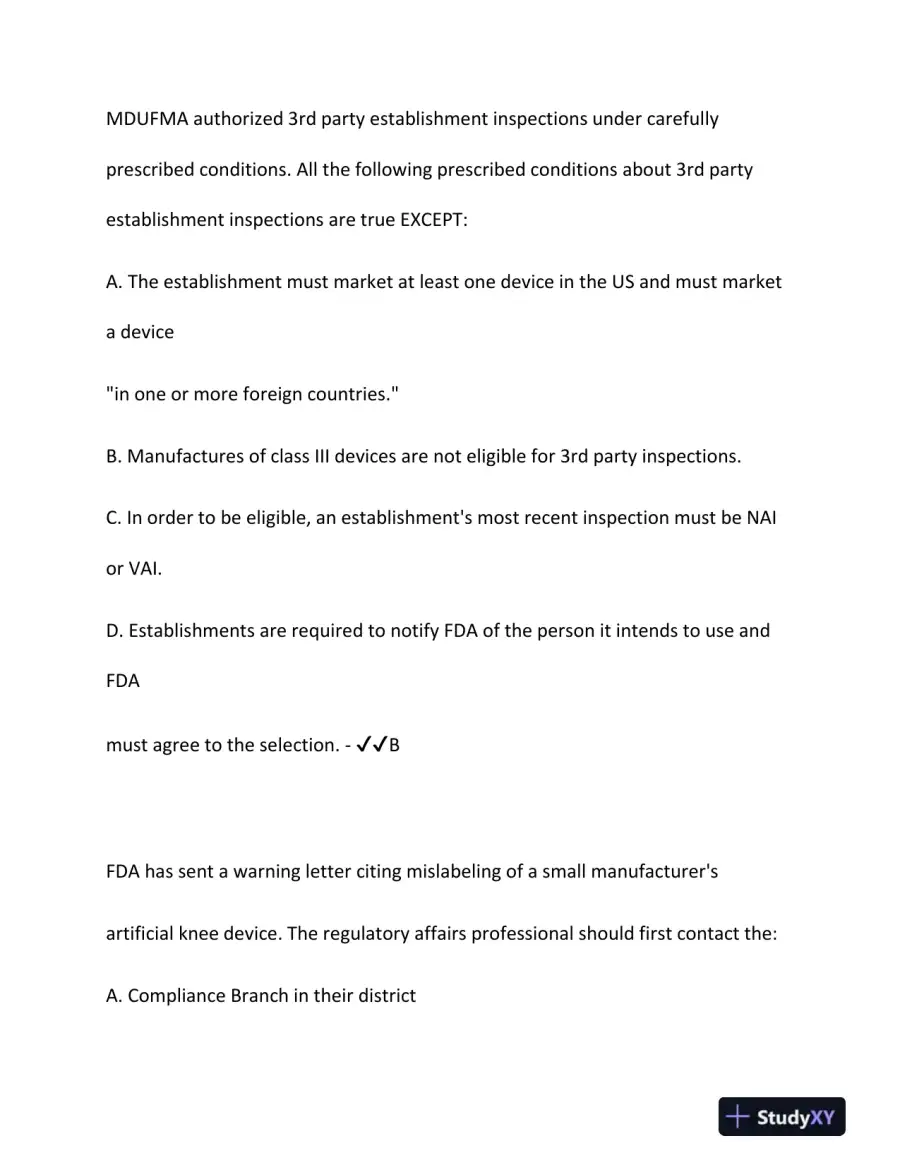 2024 DEVICE Clinical Analysis RAC Exam With Answers (187 Solved Questions), page 15