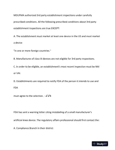 2024 DEVICE Clinical Analysis RAC Exam With Answers (187 Solved Questions) - Page 15 preview image