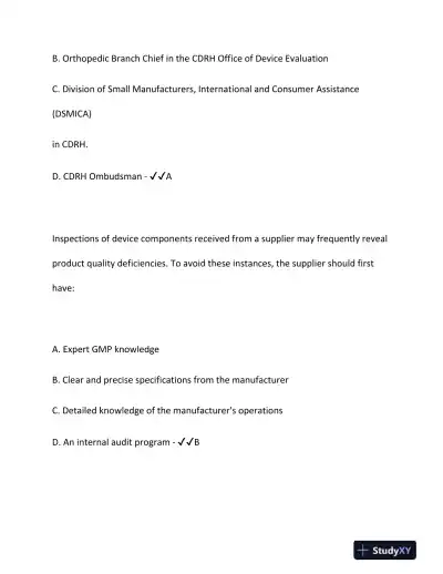2024 DEVICE Clinical Analysis RAC Exam With Answers (187 Solved Questions) - Page 16 preview image
