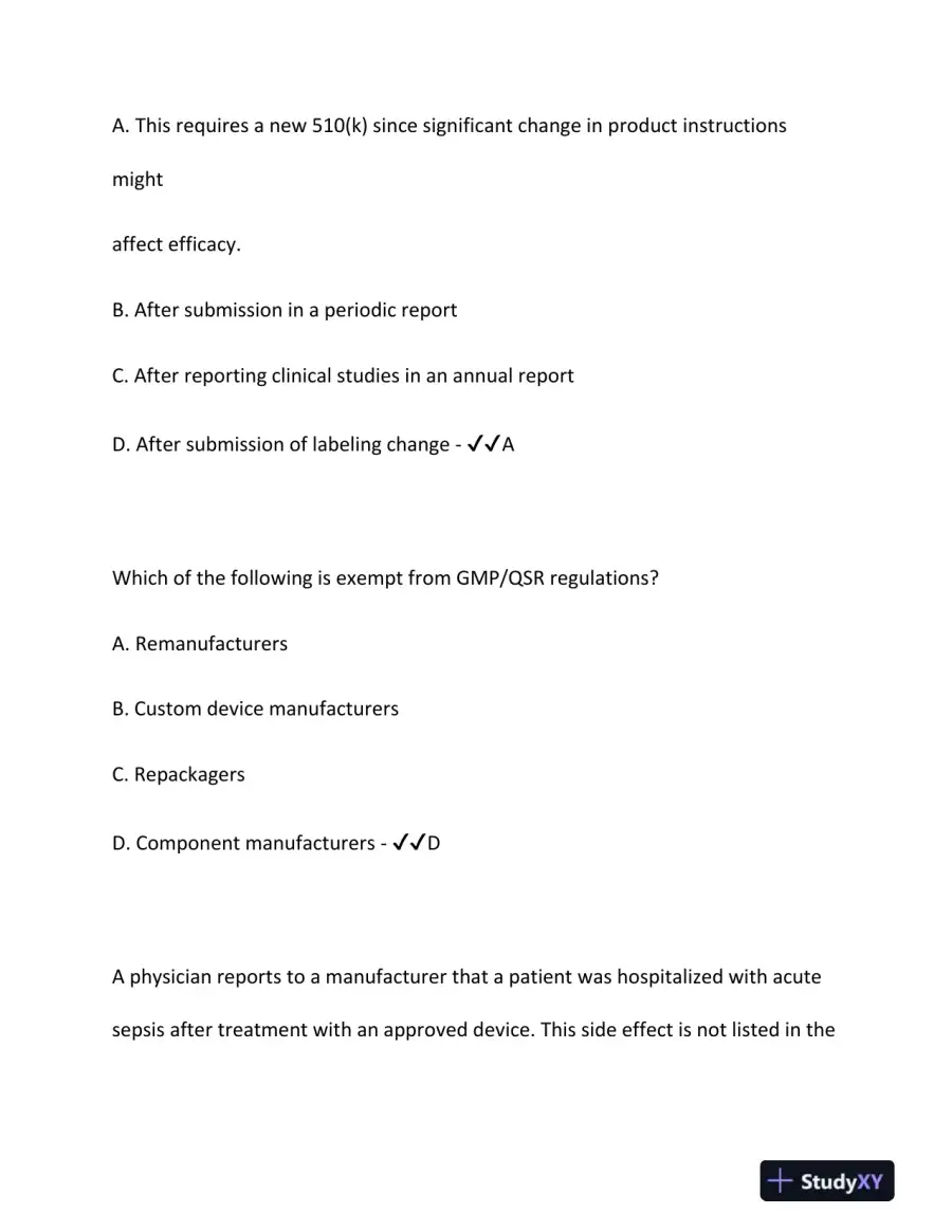 2024 DEVICE Clinical Analysis RAC Exam With Answers (187 Solved Questions), page 4
