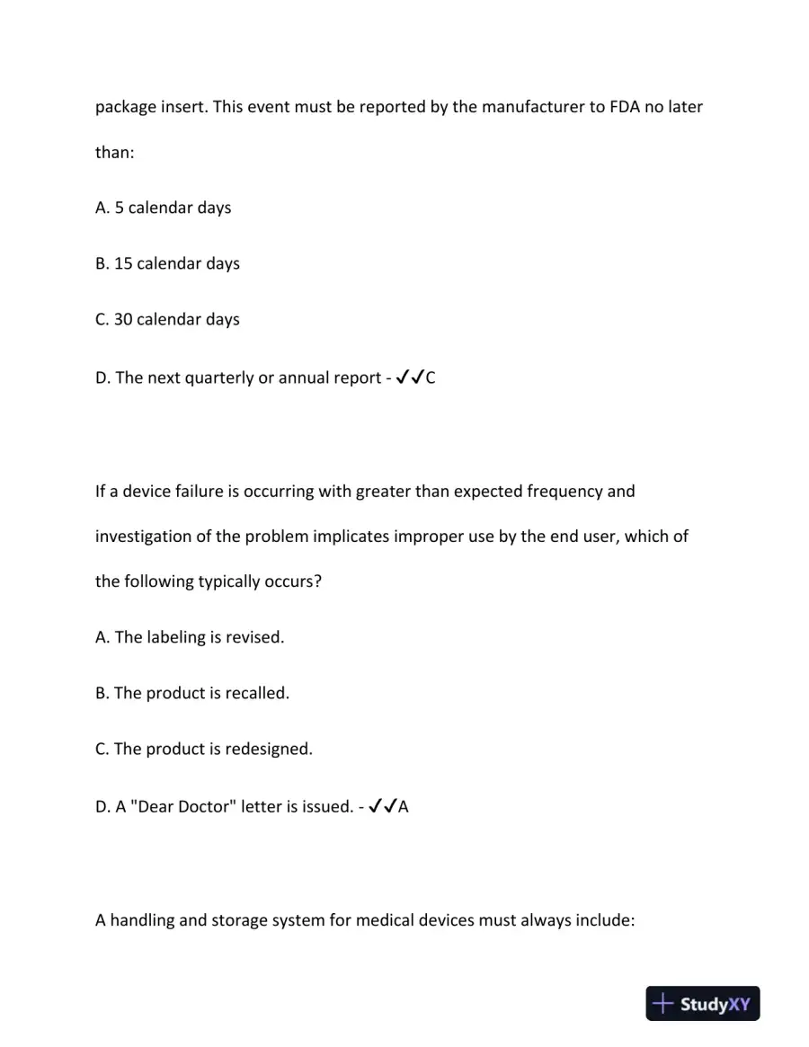 2024 DEVICE Clinical Analysis RAC Exam With Answers (187 Solved Questions), page 5