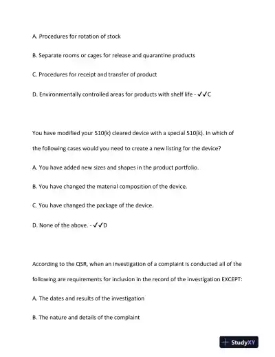2024 DEVICE Clinical Analysis RAC Exam With Answers (187 Solved Questions) - Page 6 preview image