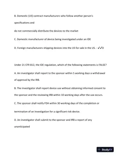 2024 DEVICE Clinical Analysis RAC Exam With Answers (187 Solved Questions) - Page 9 preview image