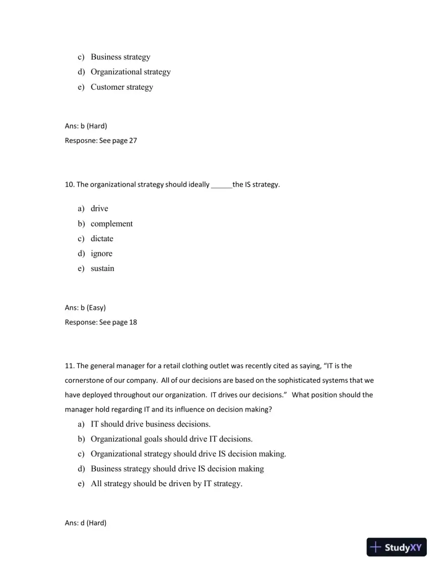 Test Bank for Managing and Using Information Systems: A Strategic Approach, 7th Edition (Chapters 1-13), page 11