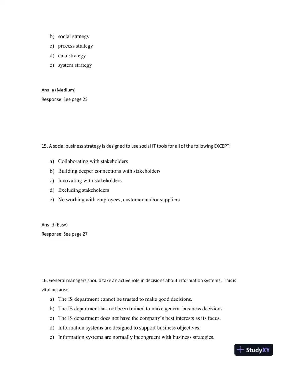 Test Bank for Managing and Using Information Systems: A Strategic Approach, 7th Edition (Chapters 1-13), page 13