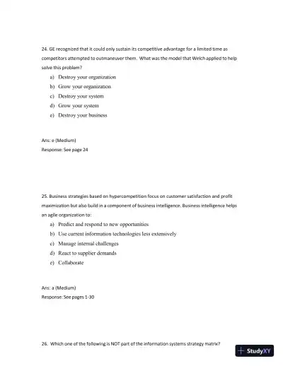 Test Bank for Managing and Using Information Systems: A Strategic Approach, 7th Edition (Chapters 1-13) - Page 20 preview image