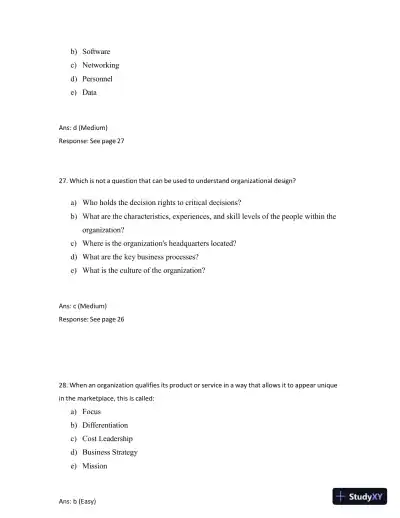 Test Bank for Managing and Using Information Systems: A Strategic Approach, 7th Edition (Chapters 1-13) - Page 22 preview image