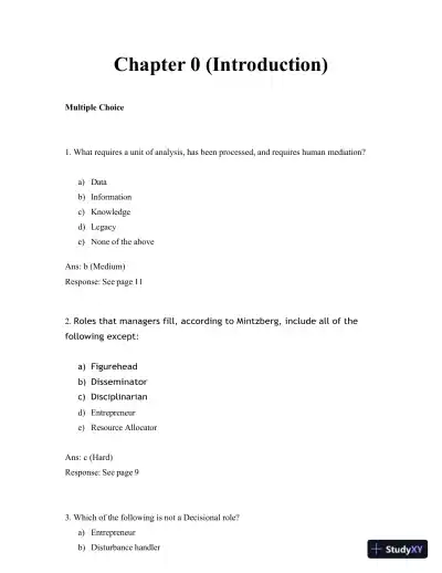 Test Bank for Managing and Using Information Systems: A Strategic Approach, 7th Edition (Chapters 1-13) - Page 3 preview image