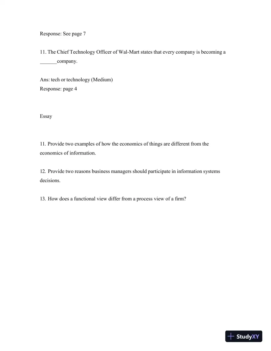Test Bank for Managing and Using Information Systems: A Strategic Approach, 7th Edition (Chapters 1-13), page 6