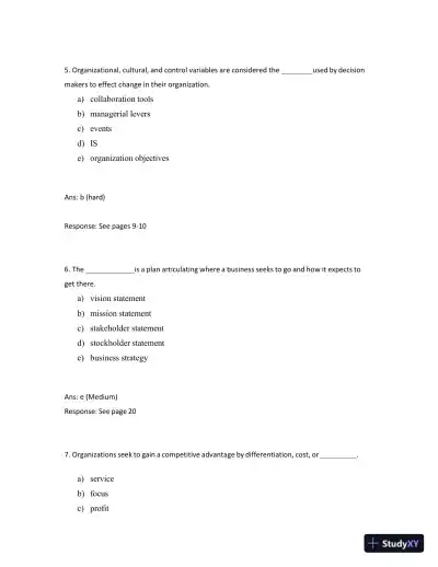 Test Bank for Managing and Using Information Systems: A Strategic Approach, 7th Edition (Chapters 1-13) - Page 9 preview image