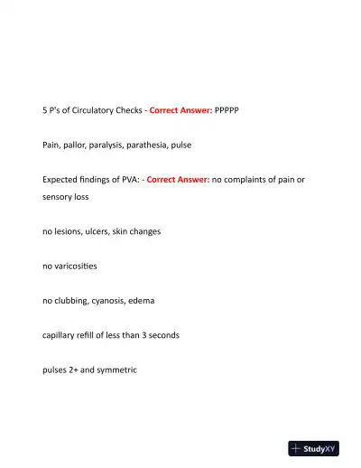 2023-2024 NURS507 Cardiovascular Study Guide With Answers (201 Solved Questions) - Page 15 preview image