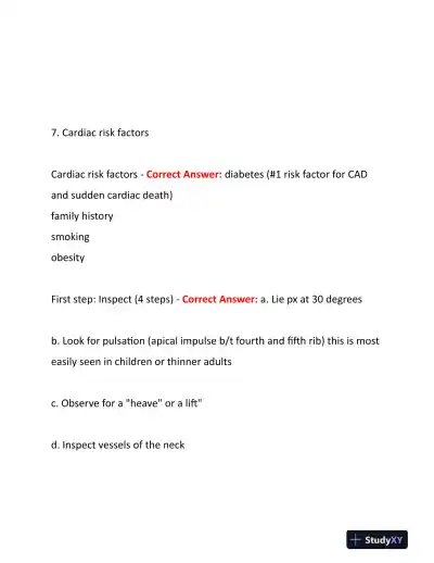 2023-2024 NURS507 Cardiovascular Study Guide With Answers (201 Solved Questions) - Page 3 preview image