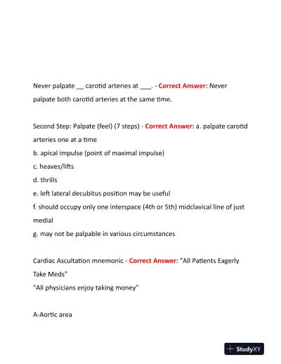 2023-2024 NURS507 Cardiovascular Study Guide With Answers (201 Solved Questions) - Page 4 preview image