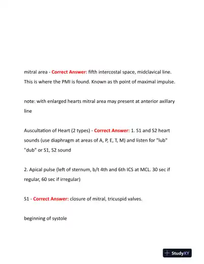2023-2024 NURS507 Cardiovascular Study Guide With Answers (201 Solved Questions) - Page 6 preview image