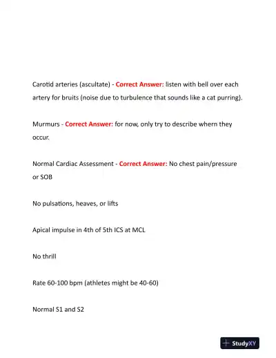 2023-2024 NURS507 Cardiovascular Study Guide With Answers (201 Solved Questions) - Page 8 preview image