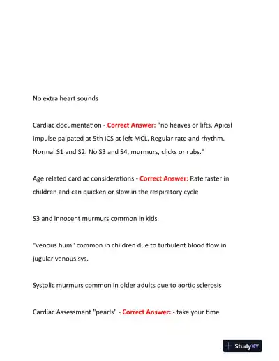 2023-2024 NURS507 Cardiovascular Study Guide With Answers (201 Solved Questions) - Page 9 preview image