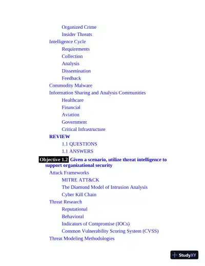 CompTIA CySA+ Cybersecurity Analyst Certification Passport Exam CS0-002 (2021) - Page 12 preview image