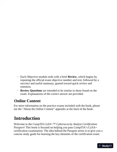 CompTIA CySA+ Cybersecurity Analyst Certification Passport Exam CS0-002 (2021) - Page 30 preview image