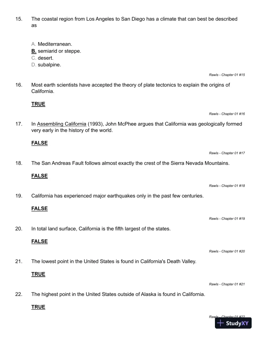California: An Interpretive History 10th Edition Test Bank, page 11