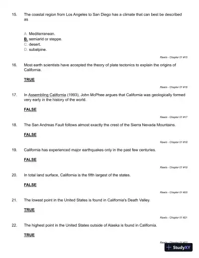 California: An Interpretive History 10th Edition Test Bank - Page 11 preview image