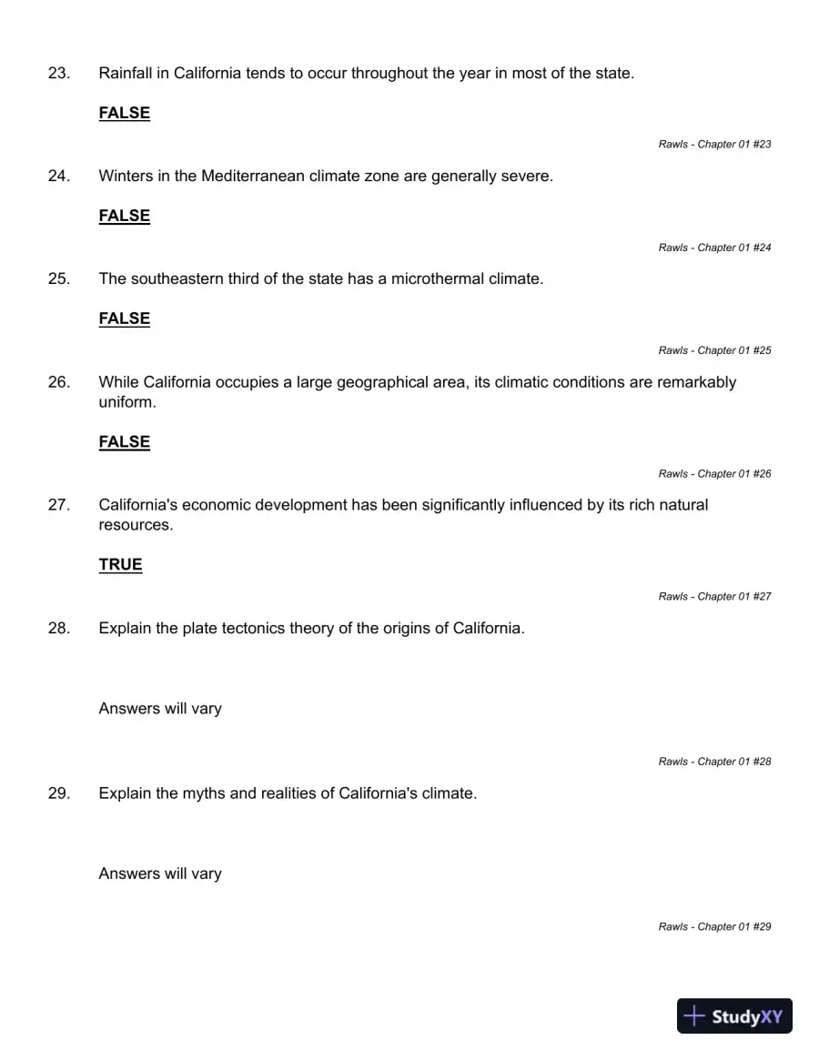 California: An Interpretive History 10th Edition Test Bank, page 12