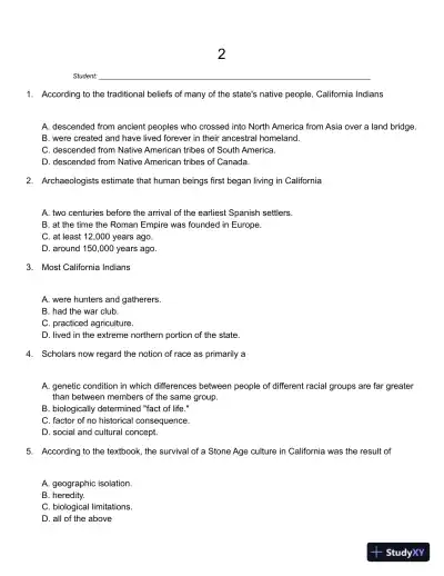 California: An Interpretive History 10th Edition Test Bank - Page 15 preview image