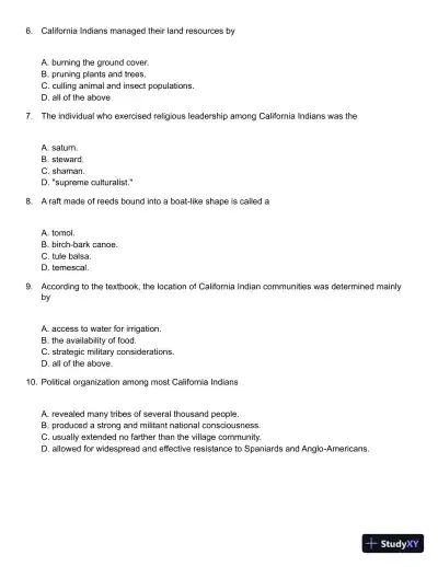 California: An Interpretive History 10th Edition Test Bank - Page 16 preview image