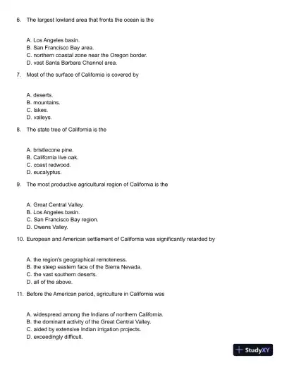 California: An Interpretive History 10th Edition Test Bank - Page 3 preview image