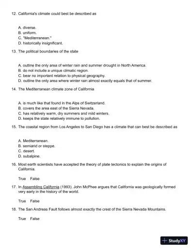 California: An Interpretive History 10th Edition Test Bank - Page 4 preview image