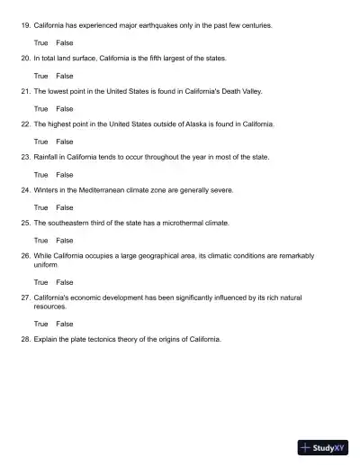 California: An Interpretive History 10th Edition Test Bank - Page 5 preview image