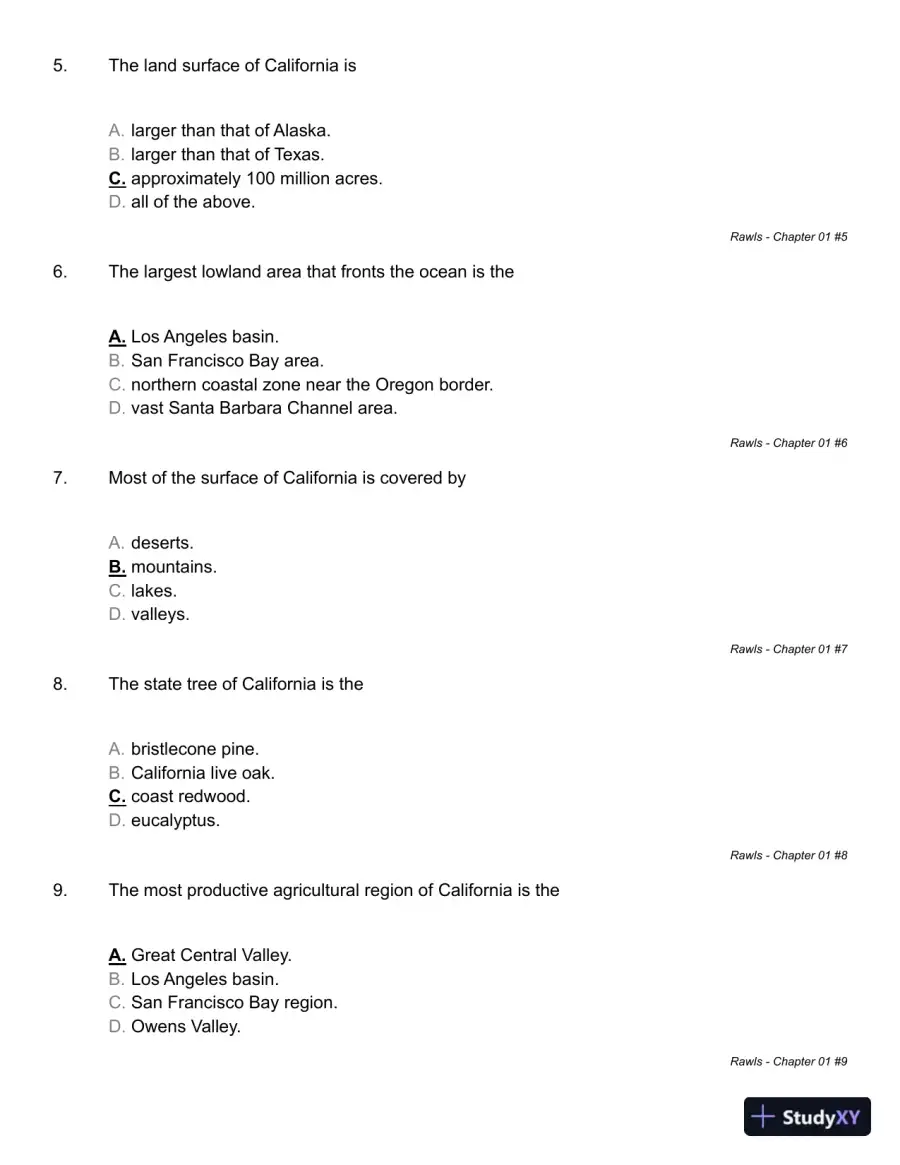 California: An Interpretive History 10th Edition Test Bank, page 9