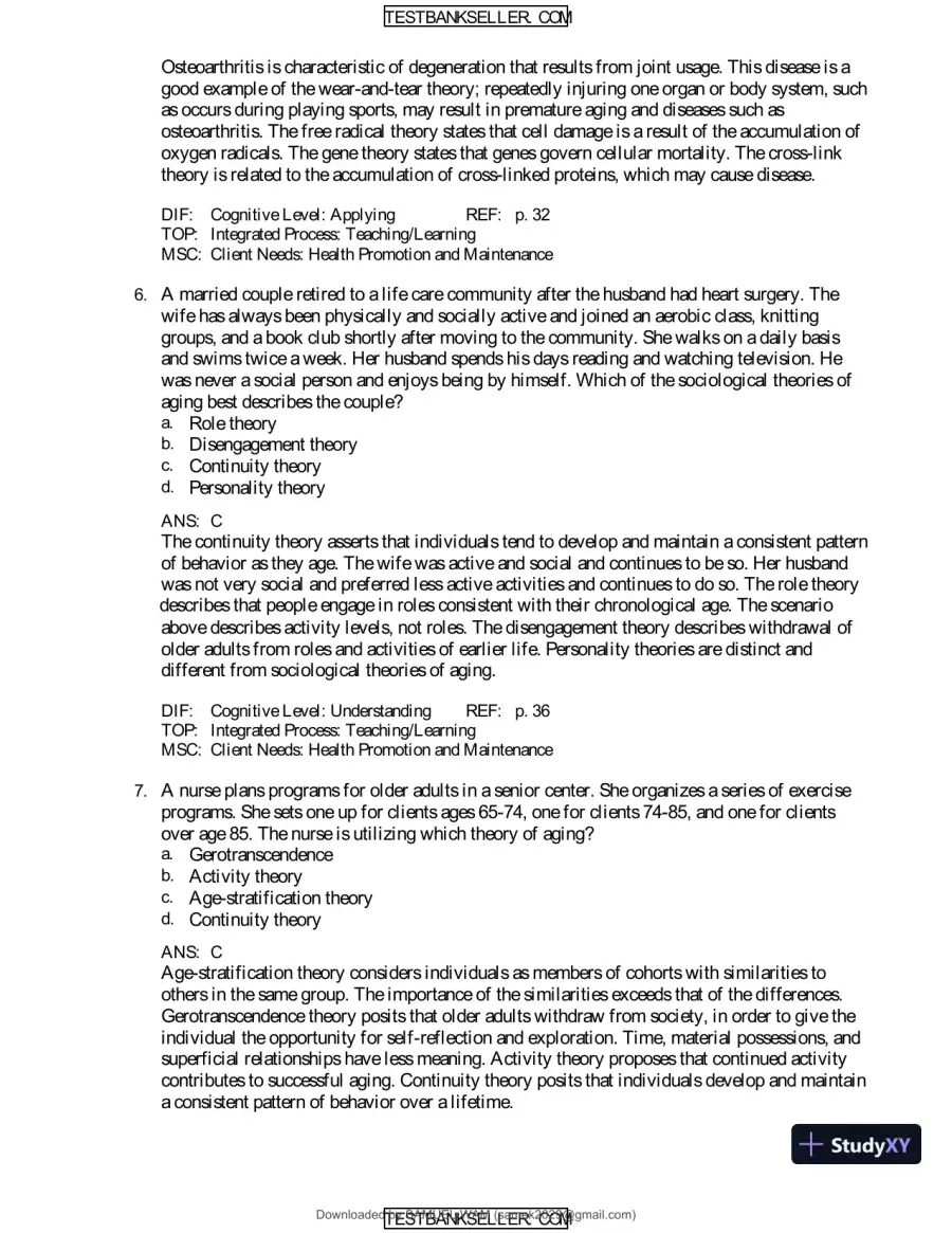 Ebersole And Hess' Toward Healthy Aging: Human Needs And Nursing Response, 9th Edition Test Bank, page 14