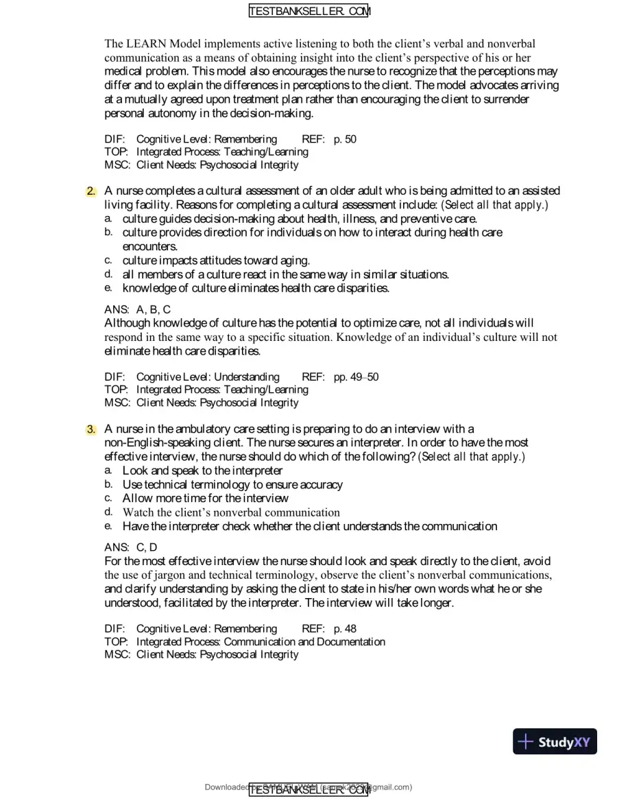 Ebersole And Hess' Toward Healthy Aging: Human Needs And Nursing Response, 9th Edition Test Bank, page 20