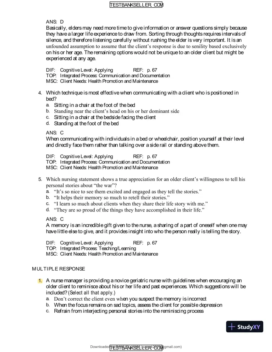 Ebersole And Hess' Toward Healthy Aging: Human Needs And Nursing Response, 9th Edition Test Bank, page 26