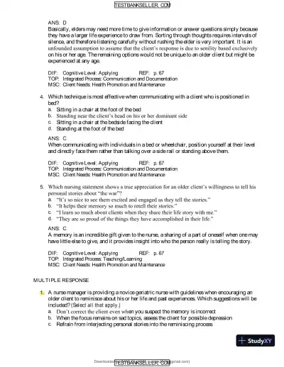 Ebersole And Hess' Toward Healthy Aging: Human Needs And Nursing Response, 9th Edition Test Bank - Page 26 preview image